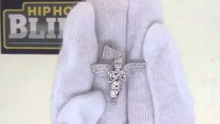 Praying Hands CZ Cherub Angel Pendant | Mini Hip Hop jewelry