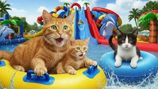 Mama Cat Hard Work Makes Dreams Come True For Ginger Kittens | A Water Park Story for viewer