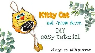 Easy kitty cat wall decor/ room decor ideas/ simple cat making tutorial/ crafts using cardboard