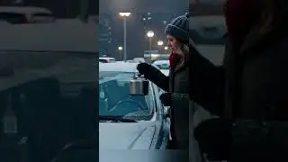 Зимняя чистка авто превратилась в катастрофу. Woman's Winter Car Cleaning Turns into Disaster.