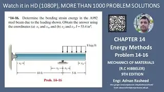 14-16 | Determine the bending strain energy in A992 steel beam | Mechanics of materials rc Hibbeler