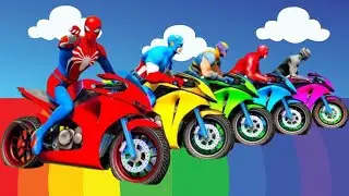 GTA V Superheroes Crazy Race Challenge with Super Cars | GTA 5 Spiderman Car Stunt Race #08
