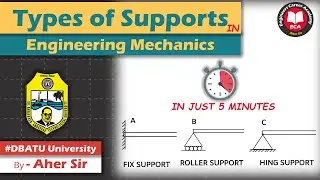 DBATU University | Learn in 5 Minutes |Types of Supports in Engineering Mechanics | Lec1 | AHER SIR