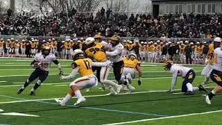 ‪Saline Hornets 2020 QB/P/CB  Kyle Greenwood had the hit of the game against Clarkston