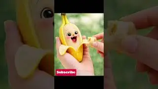 Banana eating it's own piece #funny #cute #fruit #baby #cartoon #cutebaby #ai #animation #shorts