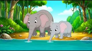 Elephant and baby elephant in jungle#with monkey#