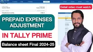 Prepaid Expenses Adjustment in Tally Prime | Prepaid Insurance Expense Entry in Tally prime