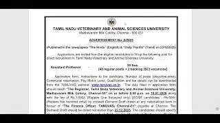 TRB மூலம் நிரப்பப்படாமல் TANUVAS நேரடி நியமன அறிவிப்பு - உயர் கல்வித்துறை அரசாணையை பின்பற்றவில்லை