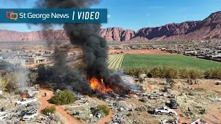 Multiple agencies respond to large blaze in Ivins salvage yard
