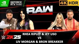 WWE 2K25 | RHEA RIPLEY & JEY USO vs LIV MORGAN & BRON BREAKKER | #wwe #wwe2k25 [4K60HDR]
