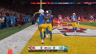 Quentin Johnston corrals Herbert's loft for first TD of game