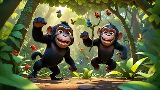 Two Cheeky Chimps Play Peekaboo | Jungle Song for Kids | Nursery Rhymes and Learning Fun