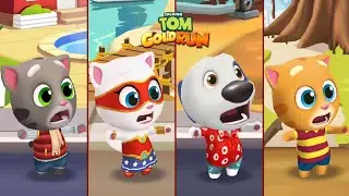 Talking Tom Gold Run Frosty Tom vs Super Angela vs Hawaiian Hank vs Ginger Android iOS Gameplay
