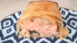 Filo sheet with salmon and feta cheese. Фило с лососем и фета сыром.
