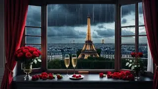 Romantic ambience with beautiful view of Eiffel Tower with rain and thunder #Nature #NatureSounds