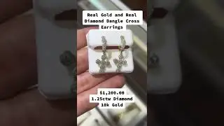 Real Gold & Real Diamonds Dangle Cross Earrings by Ijaz Jewelers