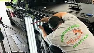 Long Deep Crease On Honda Needs Paintless Dent Repair. Damaged Automobile Makes For A Bad Day.