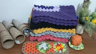 Production of 6 individual rugs using leftover fabric scraps 🥰❤️😍