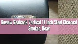 Review Realcook Vertical 17 Inch Steel Charcoal Smoker, Heavy Duty Round BBQ Grill for Outdoor Cooki
