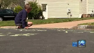 VB parents using chalk art to teach math