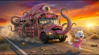Kitten encounters a mutant school bus monster on the way to Trip | Part 16👮💥#aicat