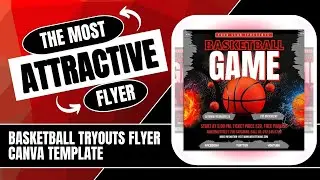 Basketball Tryouts Flyer, Canva Template.