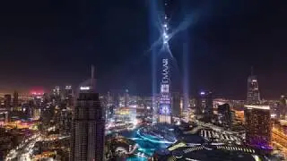 Dubai New Year 2018 light show at the Burj Khalifa Timelapse