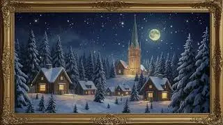 Christmas Village Frame TV Art, 4K Vintage Christmas Screensaver with frame, framed Christmas Art