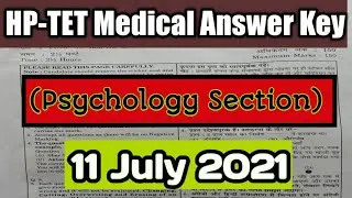 HP-TET Medical Answer Key (psychology Section) 11 July 2021///