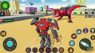Dino Robot transformation Jet car bike dinosaurs robot game 2026 robot city fight _ Android gameplay