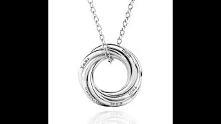 IFSHE Russian Five Ring Necklace, Engraved 5 Name Necklace, Silver