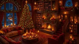 Christmas Ambience 🎄 Christmas Background Music with Christmas Fireplace Background 🔥 Christmas Tree
