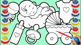 Coloring Baby Items with Jelly Colors | Relaxing Art Video | Sumy Art