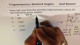 Primary trigonometric ratios for 90 180 270 and 360 degrees