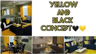 Концепция желто-черной гостиной 💛🖤 уникальная концепция гостиной 🖤💛 черная и желтая мебель