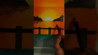 Sunset drawing with oil pastel #shorts #sunset #oilpastel