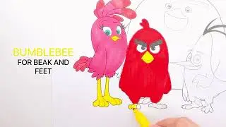 Coloring ANGRY BIRDS  / LOVE COLORING #coloring #angrybirds #red #bomb #stella #chuck #art