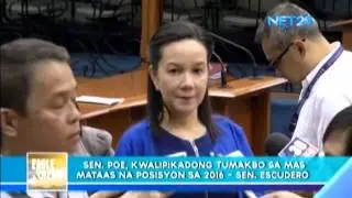 Senator Grace Poe qualified as presidential candidate