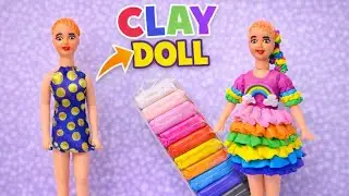 DIY How To Make Polymer Clay Miniature Rainbow Doll Dress Craft | Satisfying Clay Art On Barbie Doll