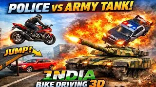 Police Vs Army Tank 😱 | Bike Jumping & Crazy Action | India Bike Driving 3D #gaming #video #gta5 