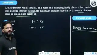 A thin uniform rod of length \(l\) and mass \(m\) is swinging freely about a horizontal axis pas....