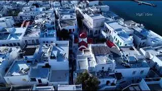Mykonos aerial . Drone footage .