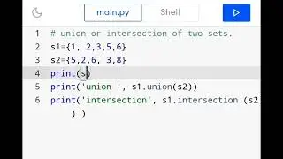 How to take the union or intersection of two sets in python in a simple way .|| #python #engineering