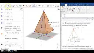 Calcular el area, volumen de una piramide - GEOGEBRA