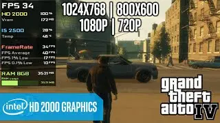 Intel HD 2000 | GTA IV - 1080p, 720p, 1024x768, 800x600