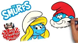 How to draw Smurfette and Papa Smurf in 8 minutes