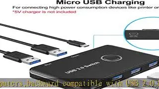 USB 3.0 Switch, ABLEWE USB Switcher 2 Computers Sharing 4 USB Devices KVM Switcher Box for PC, Prin