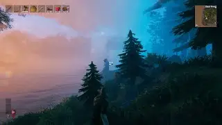 Valheim play through. A fight with a raft, and a Troll.