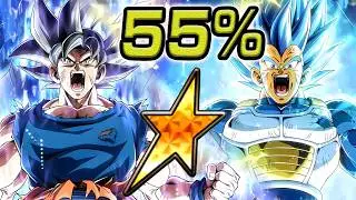 NO DUPES! 55% PHY LR UI GOKU + SSBE VEGETA SHOWCASE! Dragon Ball Z Dokkan Battle
