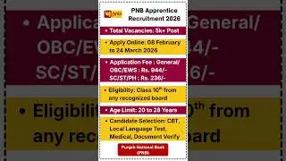 PNB Apprentice Recruitment 2026 🏦 | 5000+ Vacancies | Apply Online